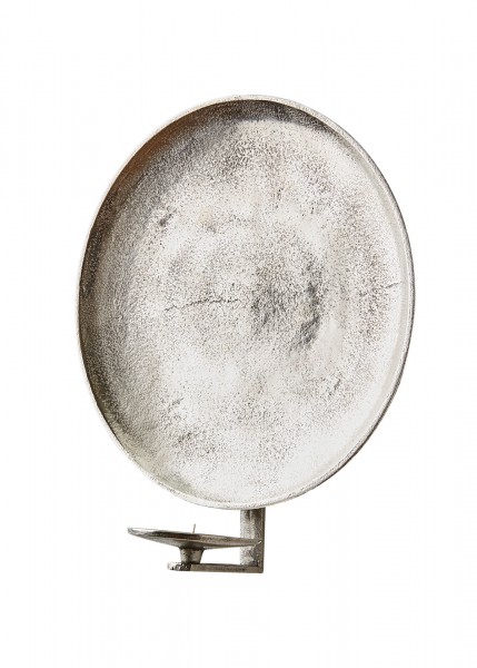 Applique porte-bougie en aluminium couleur nickel – 34 cm