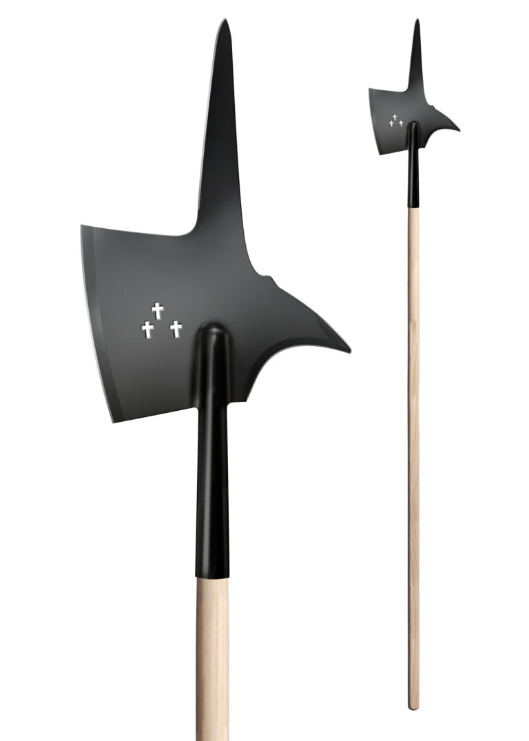 Hallebarde suisse Cold Steel, tête avec pointe, lame de hache et bec