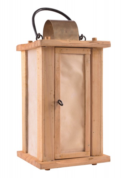 Lanterne en bois et parchemin à toit en laiton – 28 cm
