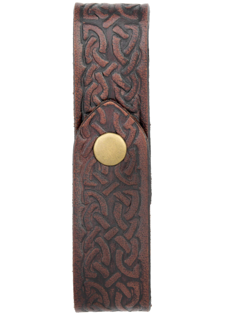 Porte-chope en cuir embossé – marron – photographie 1