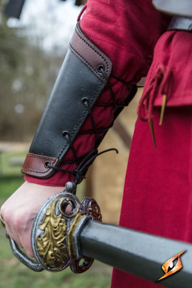 brassards en cuir Warrior Epic Armoury – coloris noir et rouge