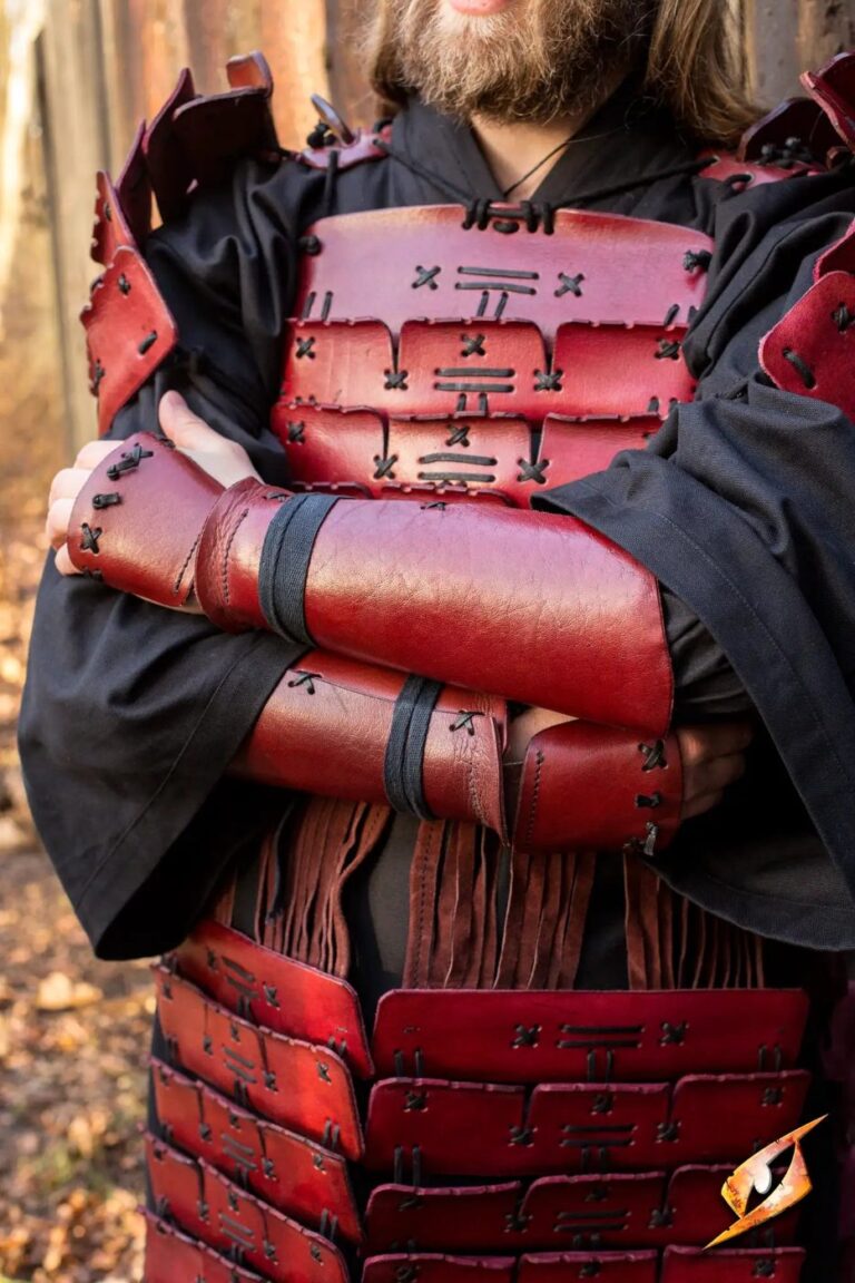 brassards samouraï en cuir Epic Armoury – coloris rouge