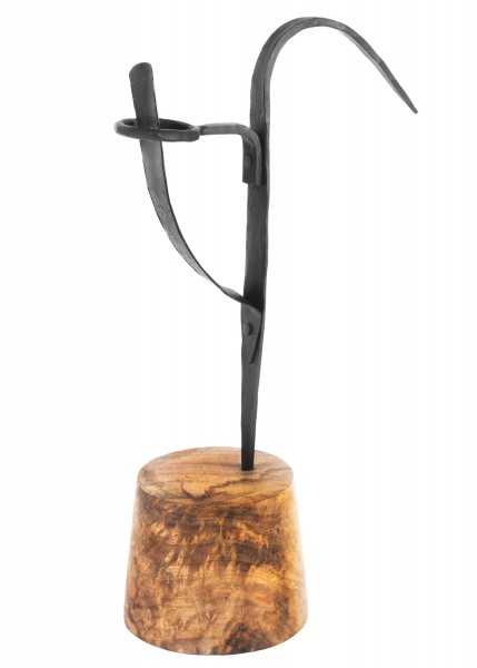 Bougeoir en fer forgé sur socle en bois – 30 cm