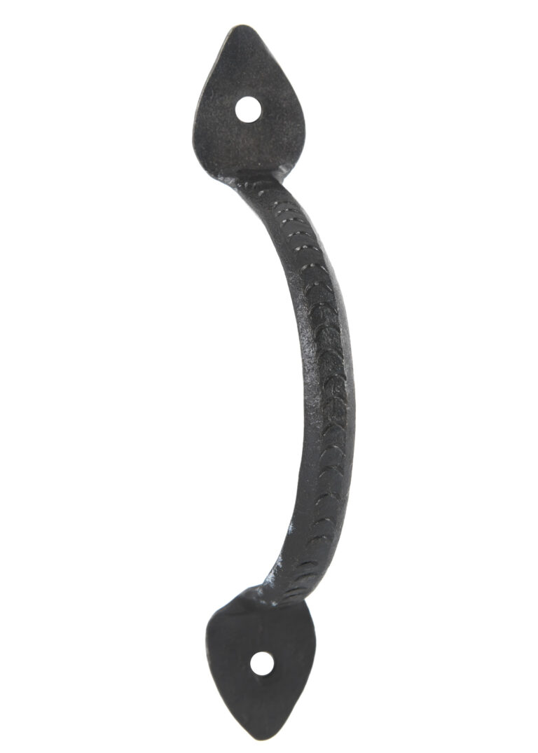 Poignée de porte forgée à feuilles – 13 cm – photographie 1