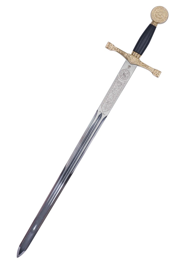 Épée courte Excalibur dorée Marto, vue d’ensemble