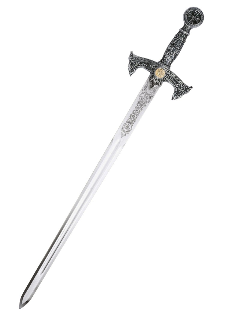 Épée courte templière argentée Marto, vue d’ensemble