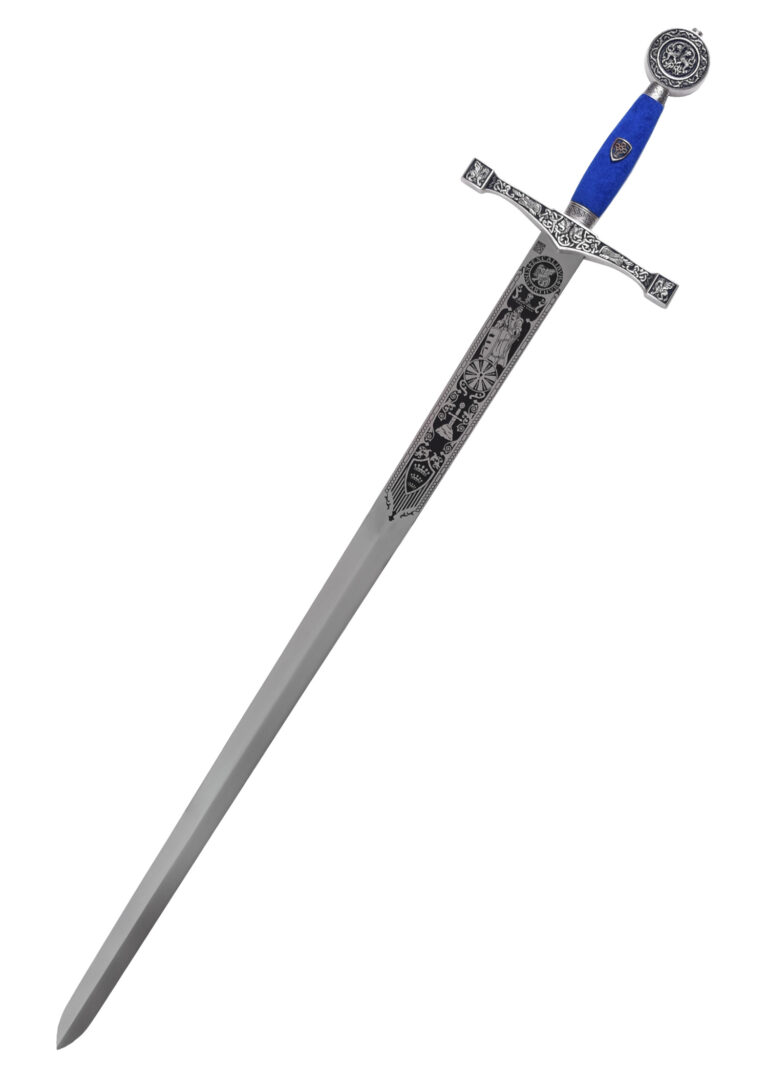 Épée Excalibur argent et bleu Marto, vue d’ensemble