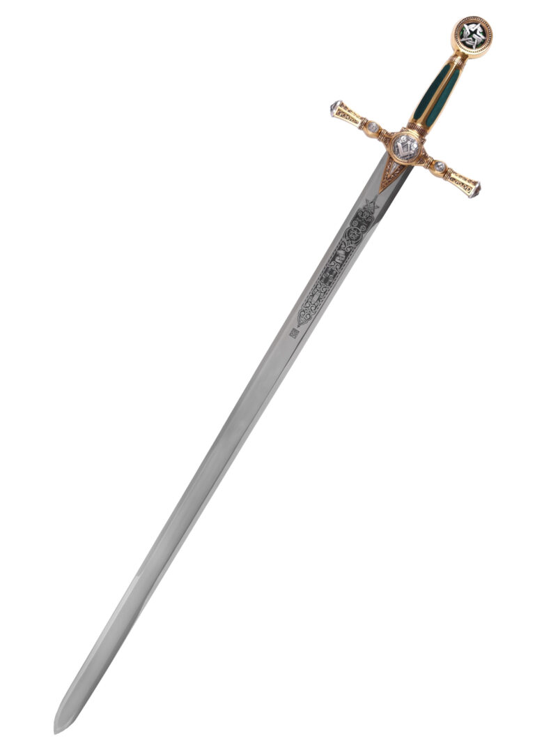 Épée maçonnique dorée gravée Marto, vue d’ensemble