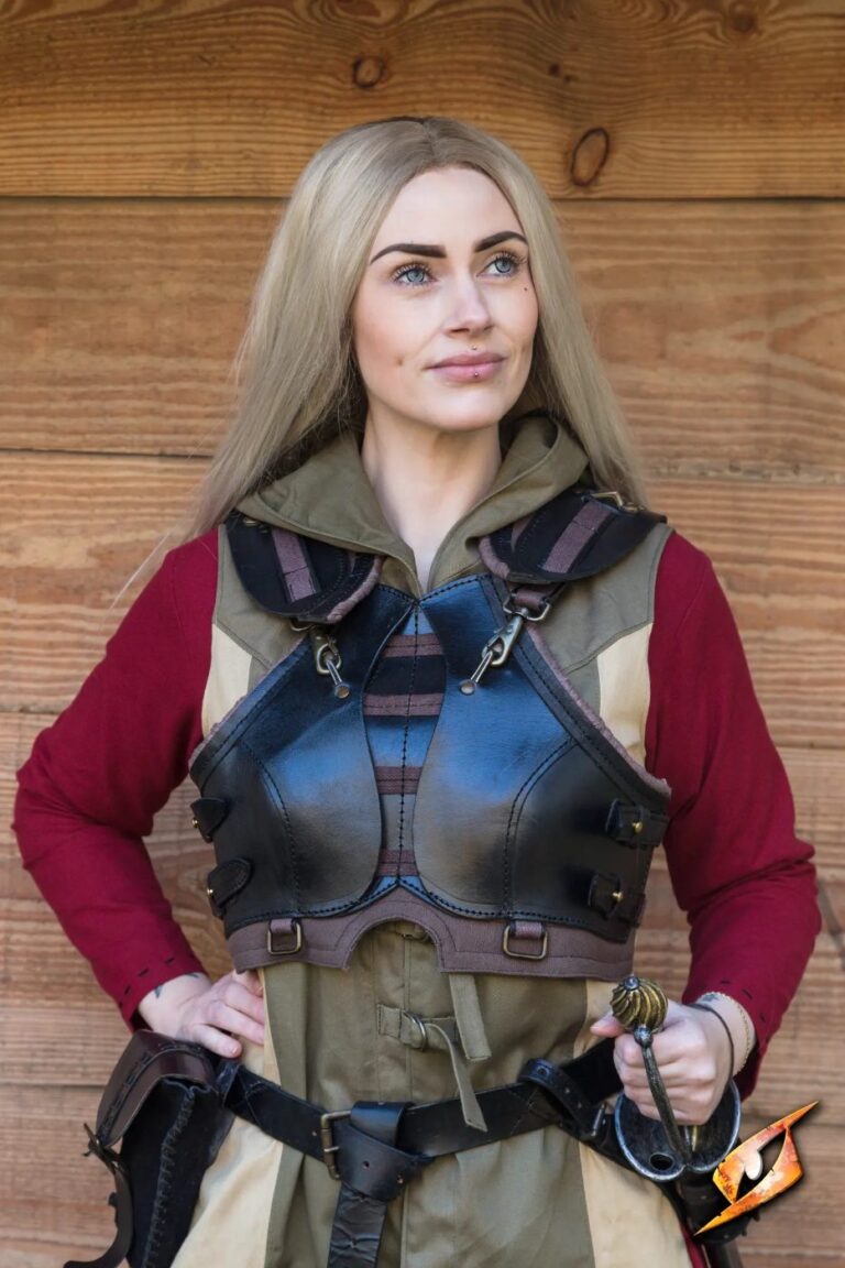 plastron féminin en cuir Rogue Epic Armoury – coloris noir et marron foncé