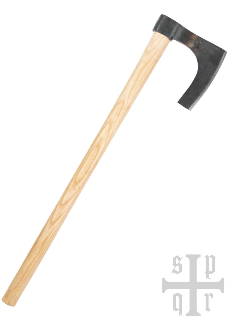 Hache viking à barbe forgée S.P.Q.R., vue principale sur fond blanc