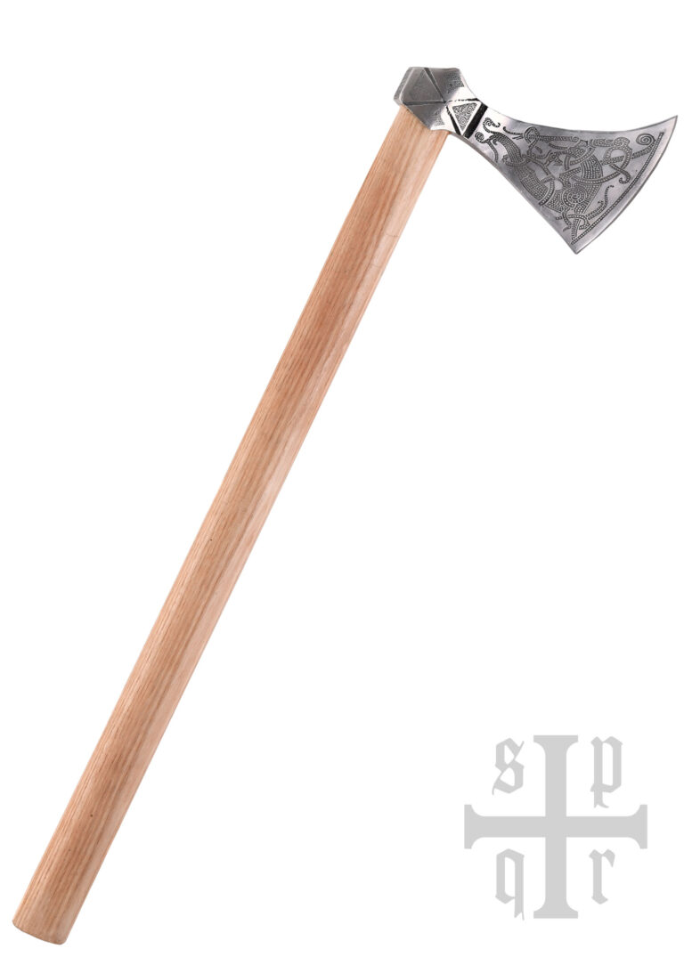 Hache viking de Mammen gravée S.P.Q.R., vue principale sur fond blanc