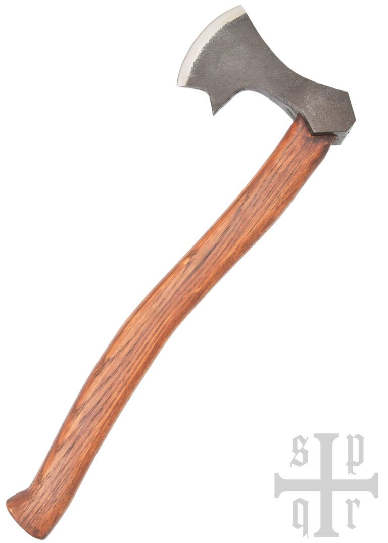 Hache viking à barbe forgée S.P.Q.R., vue principale sur fond blanc