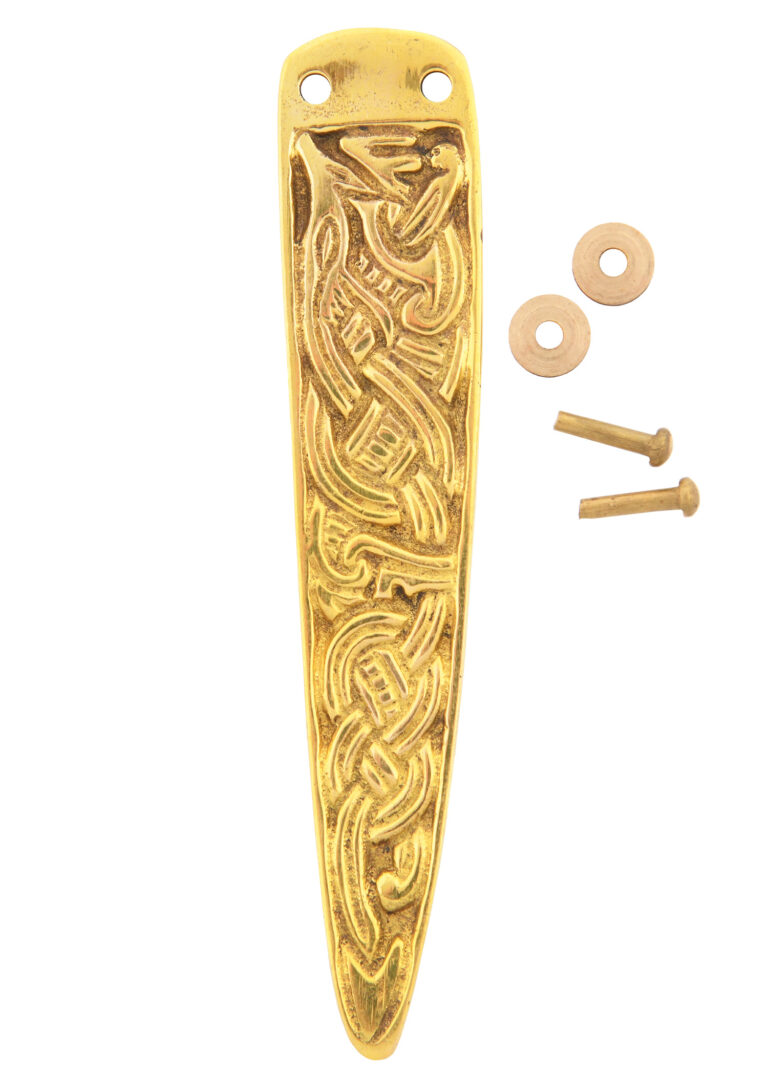 Embout de ceinture viking en laiton avec rivets