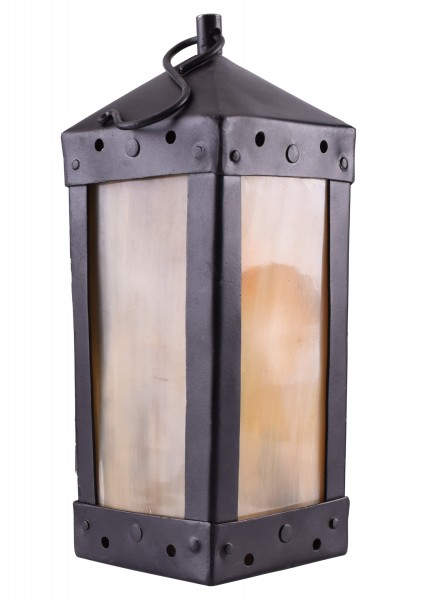 Lanterne carrée en fer à fenêtres de corne – 22 cm