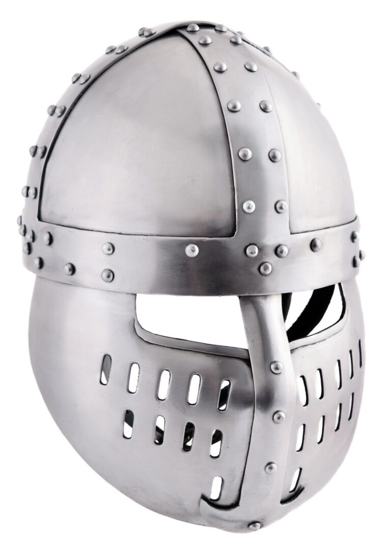 Spangenhelm normand à masque facial en acier, vue principale